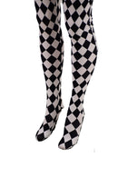 Footed High Waist Leggings in Black and White Diamond - Coquetry Clothing