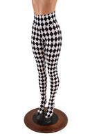Footed High Waist Leggings in Black and White Diamond - Coquetry Clothing