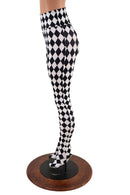 Footed High Waist Leggings in Black and White Diamond - Coquetry Clothing
