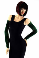 Forest Green Velvet Arm Warmer Sleeves - Coquetry Clothing
