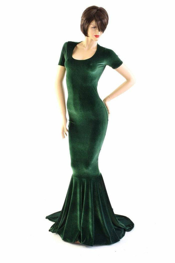 Forest Green Velvet Gown - Coquetry Clothing