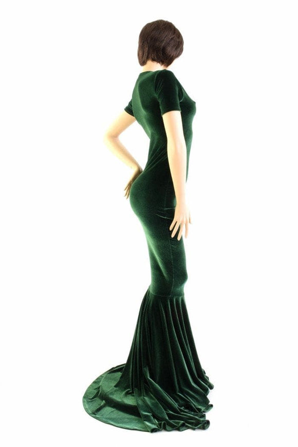 Forest Green Velvet Gown - Coquetry Clothing