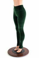 Forest Green Velvet High Waist Leggings - Coquetry Clothing