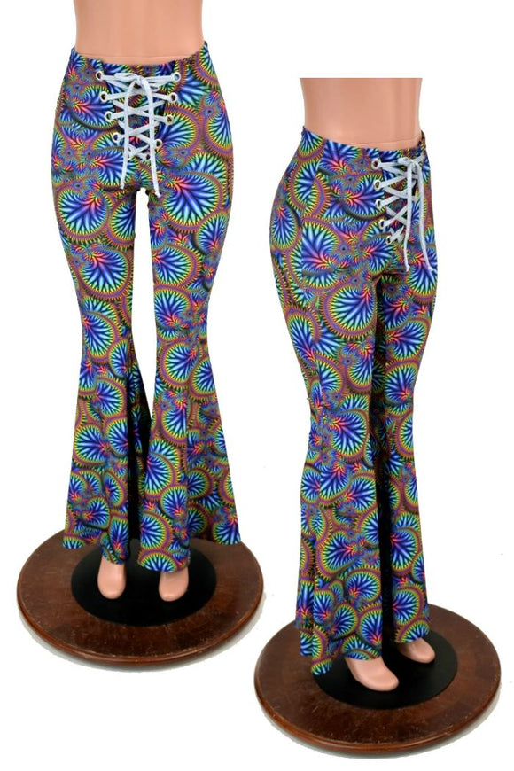 Front Lace Up High Waist Solar Flares - Coquetry Clothing