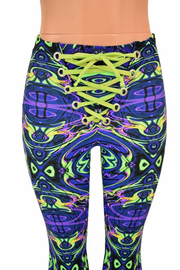 Front Lace Up High Waist Solar Flares - Coquetry Clothing