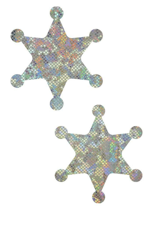 Frostbite Shattered Glass Sheriff Star Pasties - Coquetry Clothing