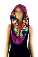 Fuchsia & Acid Splash Reversible Infinity Festival Hood - Coquetry Clothing