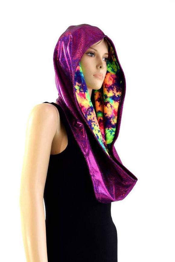 Fuchsia & Acid Splash Reversible Infinity Festival Hood - Coquetry Clothing
