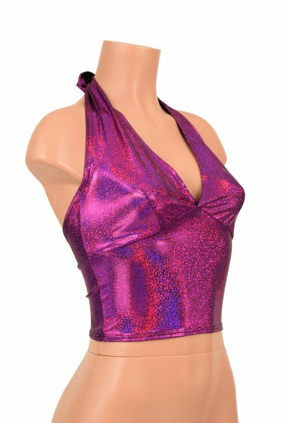 Fuchsia Darted Tie Back "Midi" Halter - Coquetry Clothing