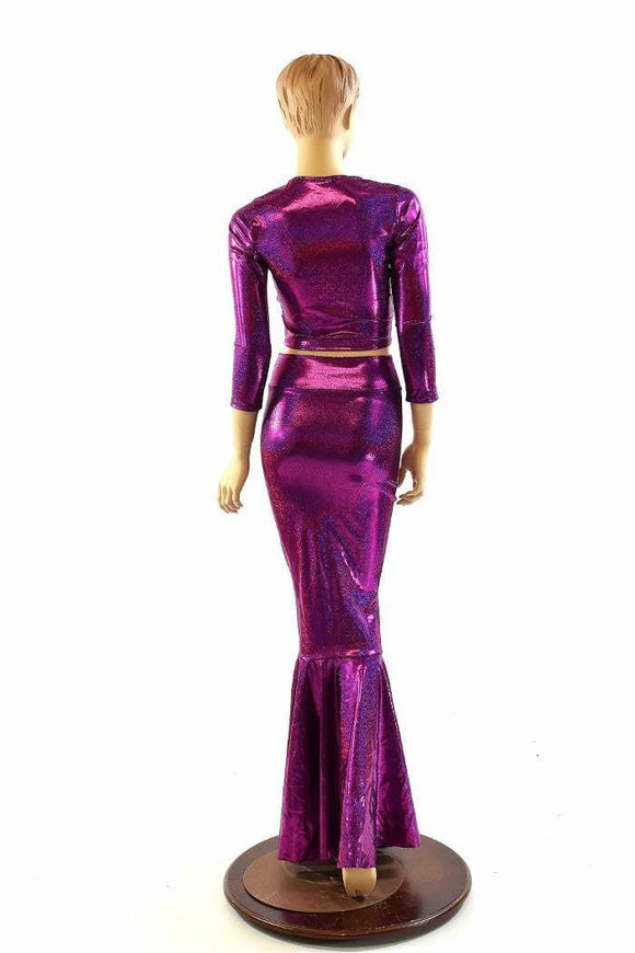 Fuchsia High Waist Skirt & Crop Set - Coquetry Clothing