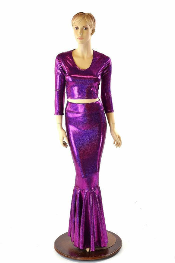 Fuchsia High Waist Skirt & Crop Set - Coquetry Clothing