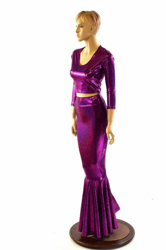 Fuchsia High Waist Skirt & Crop Set - Coquetry Clothing