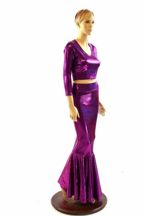 Fuchsia High Waist Skirt & Crop Set - Coquetry Clothing