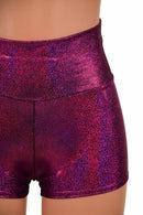 Fuchsia Holographic High Waist Shorts - Coquetry Clothing