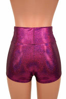 Fuchsia Holographic High Waist Shorts - Coquetry Clothing