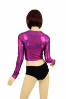 Fuchsia Holographic Long Sleeve Crop - Coquetry Clothing