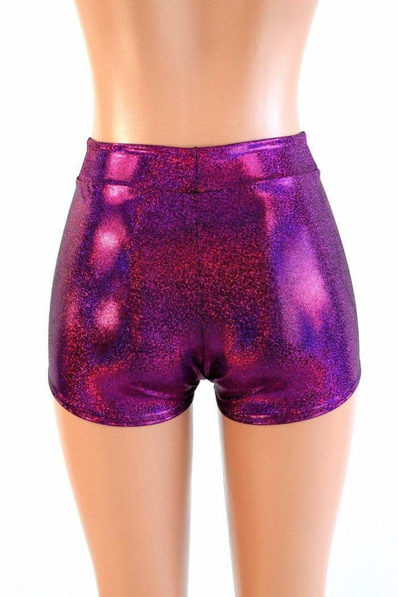 Fuchsia Sparkly Jewel Mid Rise Shorts - Coquetry Clothing