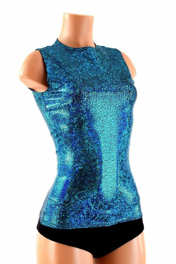 Full Length Crew Neck Holographic Top - Coquetry Clothing