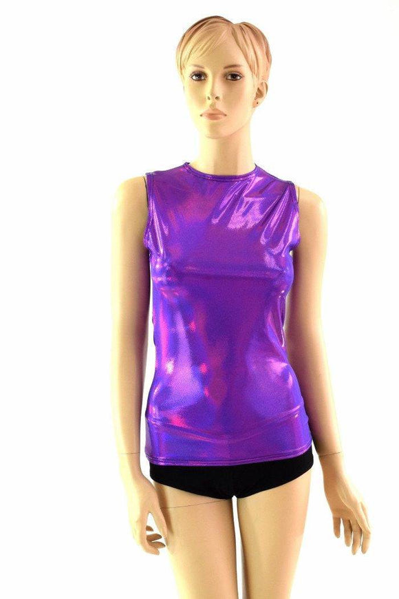 Full Length Crew Neck Holographic Top - Coquetry Clothing