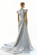 Full Length Holographic Circle Cut Gown with Train - Coquetry Clothing