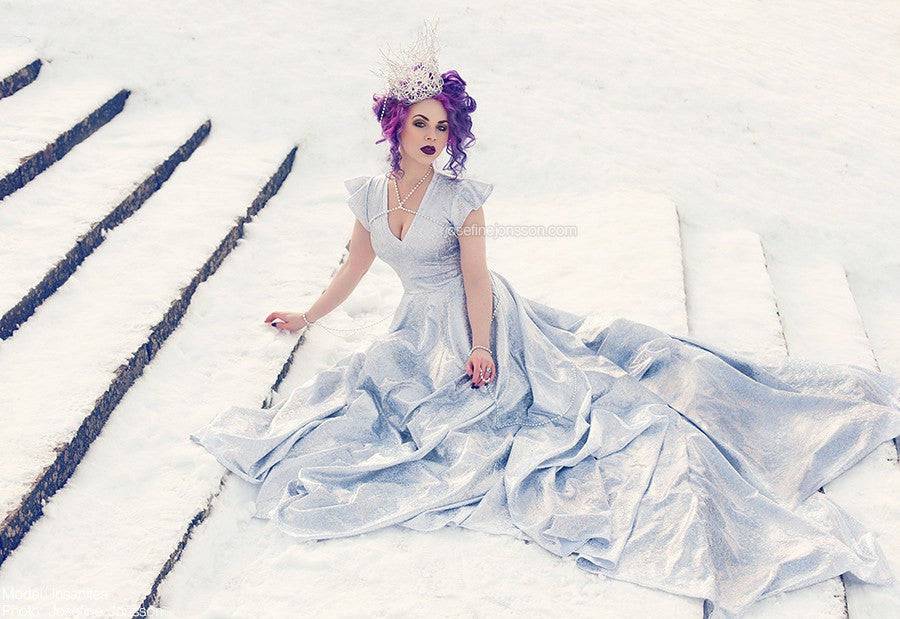 Full Length Holographic Circle Cut Gown with Train - Coquetry Clothing