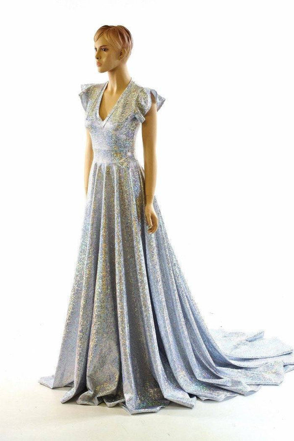 Full Length Holographic Circle Cut Gown with Train - 1