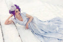 Full Length Holographic Circle Cut Gown with Train - 13