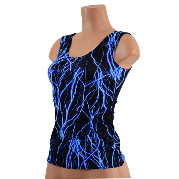 Full Length Neon Blue Lightning Tank Top - Coquetry Clothing