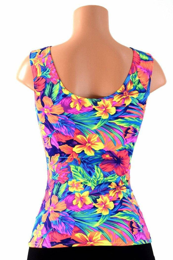 Full Length Scoop Neck Tahitian Floral Top - Coquetry Clothing