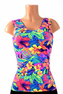 Full Length Scoop Neck Tahitian Floral Top - Coquetry Clothing