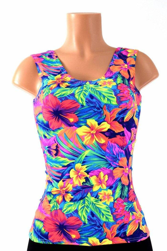 Full Length Scoop Neck Tahitian Floral Top - Coquetry Clothing