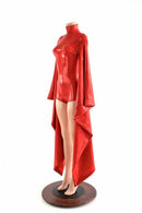 Futuristic Red Holographic Kimono Sleeve Romper - Coquetry Clothing