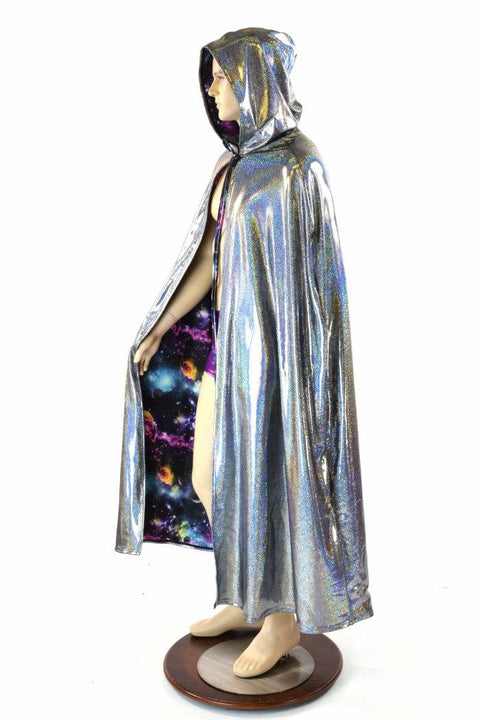 Silver & Galaxy Reversible Hooded Cape - Coquetry Clothing