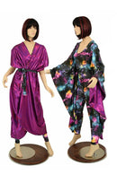 Galaxy and Fuchsia Sparkly Jewel Batwing Catsuit - Coquetry Clothing