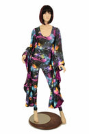 Galaxy and Fuchsia Sparkly Jewel Batwing Catsuit - Coquetry Clothing