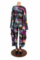 Galaxy and Fuchsia Sparkly Jewel Batwing Catsuit - Coquetry Clothing