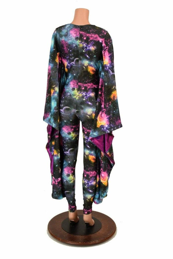 Galaxy and Fuchsia Sparkly Jewel Batwing Catsuit - Coquetry Clothing