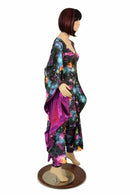 Galaxy and Fuchsia Sparkly Jewel Batwing Catsuit - Coquetry Clothing