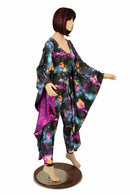 Galaxy and Fuchsia Sparkly Jewel Batwing Catsuit - Coquetry Clothing