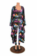 Galaxy and Fuchsia Sparkly Jewel Batwing Catsuit - Coquetry Clothing