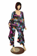 Galaxy and Fuchsia Sparkly Jewel Batwing Catsuit - Coquetry Clothing