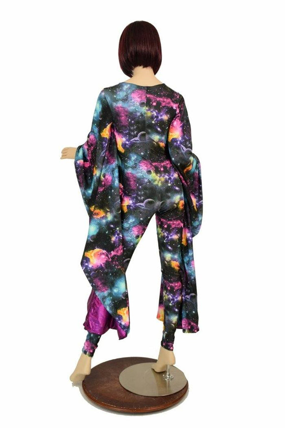 Galaxy and Fuchsia Sparkly Jewel Batwing Catsuit - Coquetry Clothing