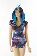 Galaxy & Blue Hoodie Romper - 2