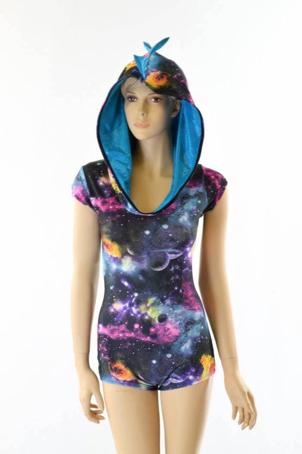 Galaxy & Blue Hoodie Romper - 2