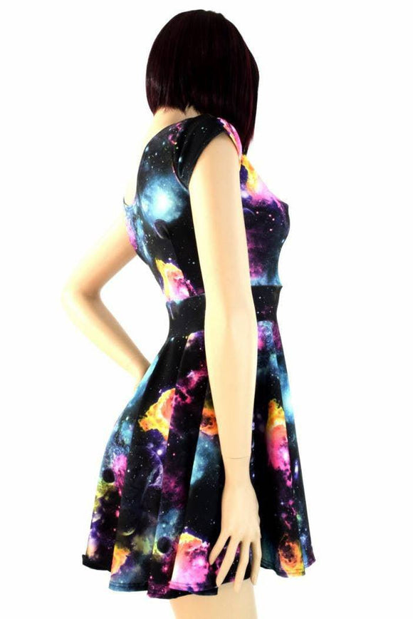 Galaxy Cap Sleeve Skater Dress - Coquetry Clothing