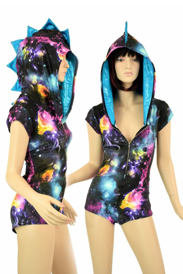 Galaxy Dragon Zipper Hoodie Romper - 1