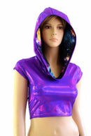 Galaxy Lined Purple Crop Hoodie - Coquetry Clothing
