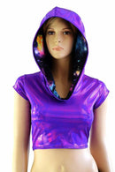 Galaxy Lined Purple Crop Hoodie - Coquetry Clothing