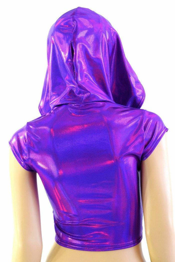 Galaxy Lined Purple Crop Hoodie - Coquetry Clothing