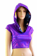 Galaxy Lined Purple Crop Hoodie - 2